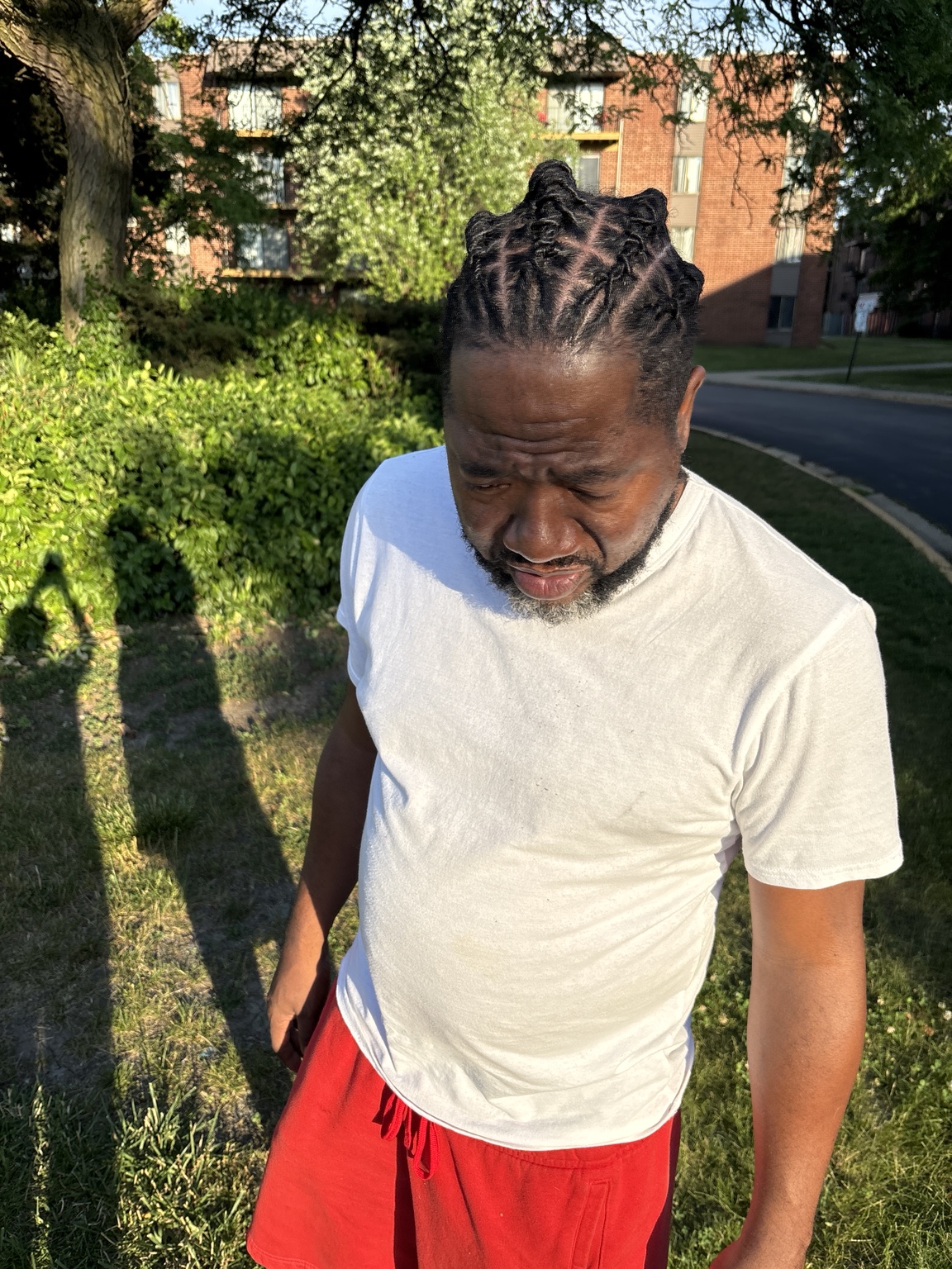 Finished hairstyle outdoors